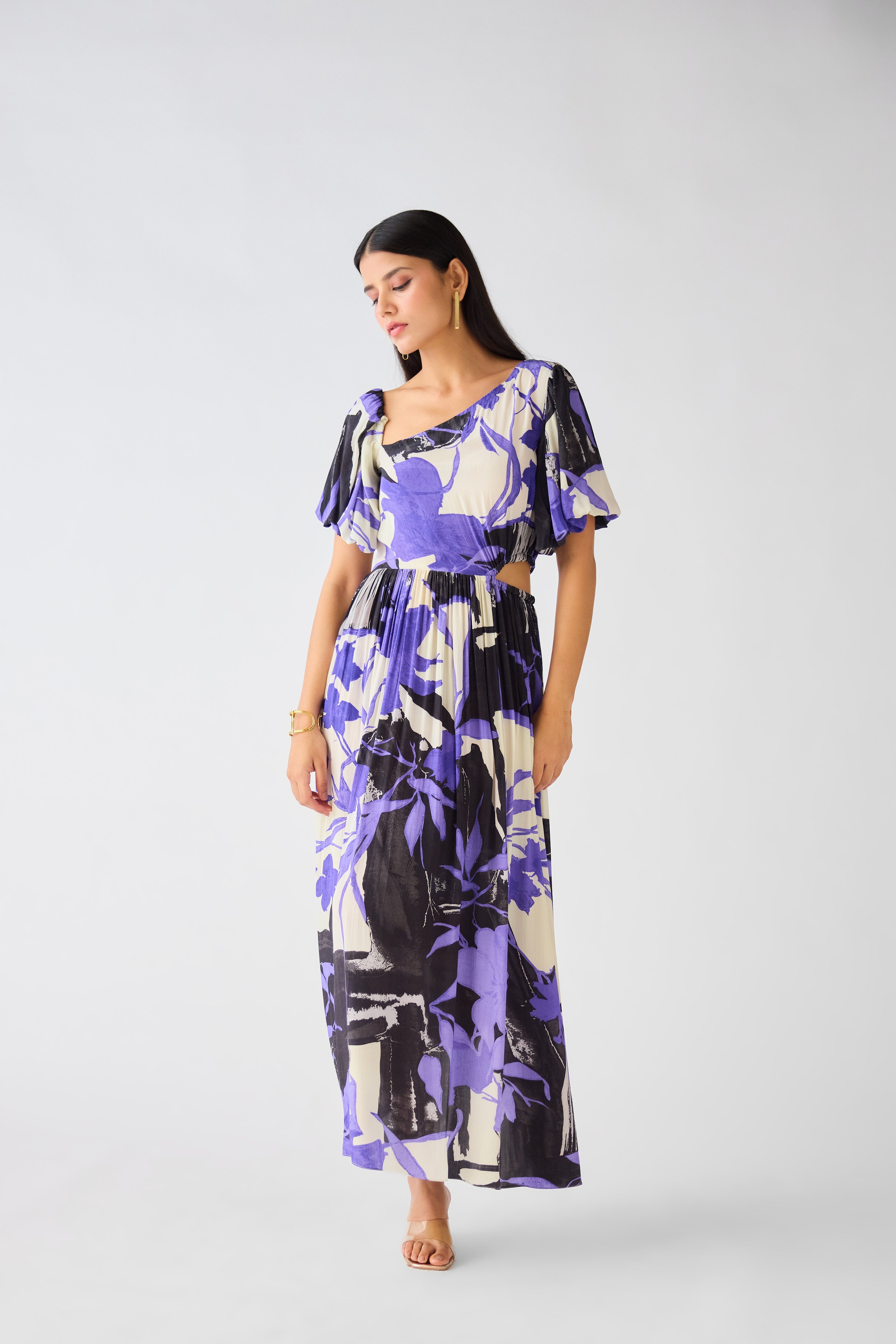 purple crepe dress Almost Yours Lilac Crepe Maxi Dress - US 0