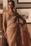 The Aged Peach Sheeshrag tissue saree