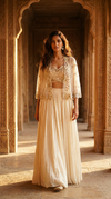 Peach Embroidered Lehenga Set with jacket
