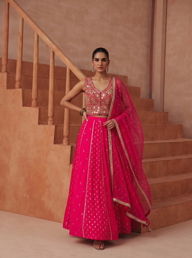 RANI ELISE EMBROIDERED LEHENGA SET