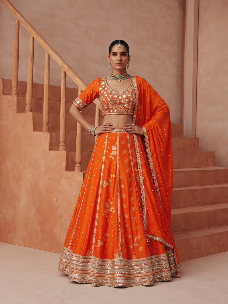 MARIGOLD ECLAT EMBROIDERED LEHENGA SET