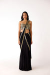 Black Mukaish Georgette Embroidered Saree Set