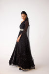 Black Mukaish Georgette Embroidered Jumpsuit
