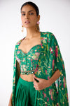 Green Chiffon Embroidered Cape Set