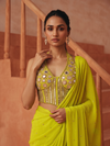 LIME ELISE EMBROIDERED DRAPED SAREE