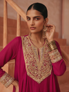 OCHRE MAROON EMBROIDERED PEPLUM SET