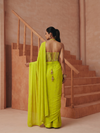 LIME ELISE EMBROIDERED DRAPED SAREE