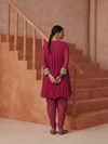 OCHRE MAROON EMBROIDERED PEPLUM SET