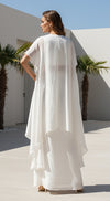 Ivory Georgette Embroidered Cape Set