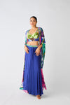 Blue Brass &amp; Beads Embellished Cape Set