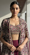 The Imperial Plum Embroidered Cape Set