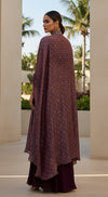 The Imperial Plum Embroidered Cape Set