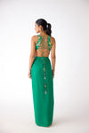 Green Chiffon Embroidered Cape Set