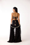 Black Mukaish Georgette Embroidered Cape Set