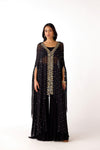 Black Mukaish Georgette Embroidered Sharara Set