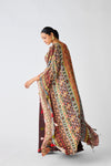 Brown Printed Skirt &amp; Cape Set