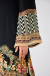 Black Crepe Floral Kurta Set