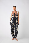 Black Abstract Print Crepe Kurta Set