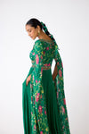 Green Chiffon Embroidered Jumpsuit