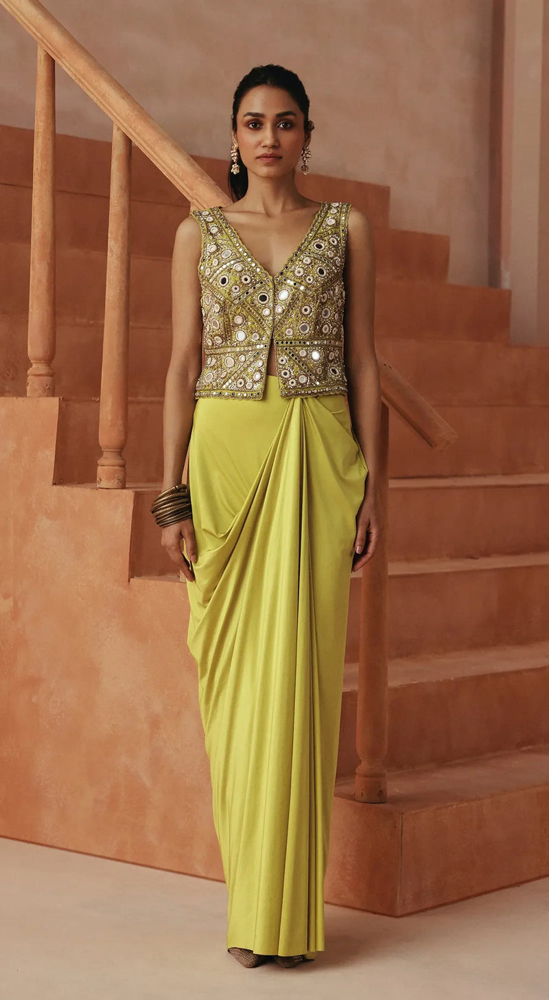 CITRINE ATELIER EMBROIDERED DRAPED SET