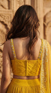 Yellow Georgette Embroidered Lehenga Set