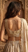 Gold Tissue Embroidered Lehenga Set