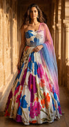Ivory Crepe Embroidered Lehenga Set