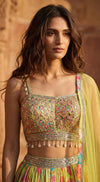 Lime Crepe Embroidered Lehenga Set