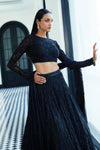 Black Chantilly Net Embroidered Lehenga Set