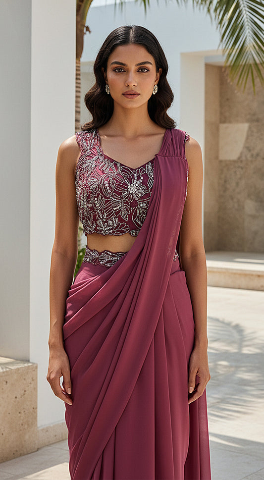 The Rouge Regal Draped Saree Set