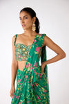Green Chiffon Embroidered Draped Saree