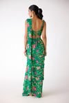 Green Chiffon Embroidered Draped Saree