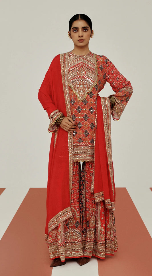 THE IMPERIAL SCARLET SHARARA SET