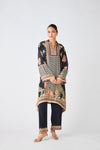 Black Crepe Floral Kurta Set