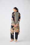 Black Crepe Floral Kurta Set