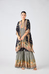 Black Crepe Floral Sharara Set