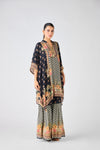 Black Crepe Floral Sharara Set