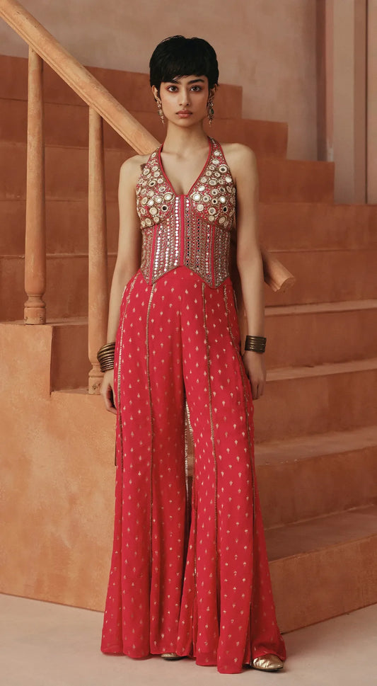 ROSE ROGUE EMBROIDERED SHARARA SET