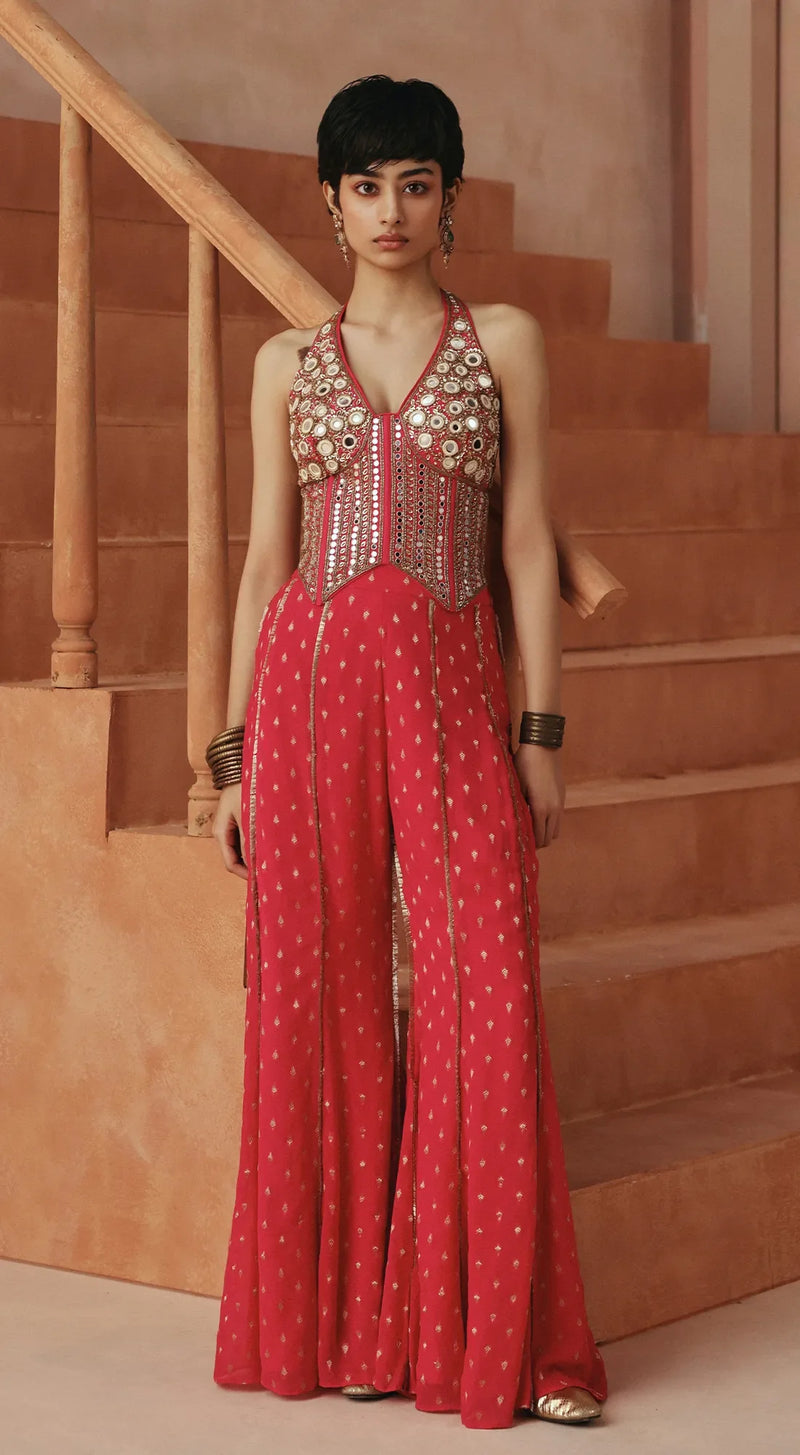 ROSE ROGUE EMBROIDERED SHARARA SET