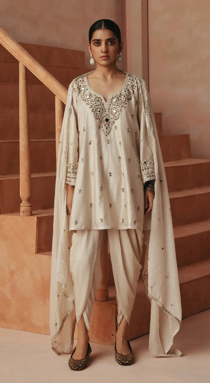 CELESTE IVORY EMBROIDERED KURTA SET
