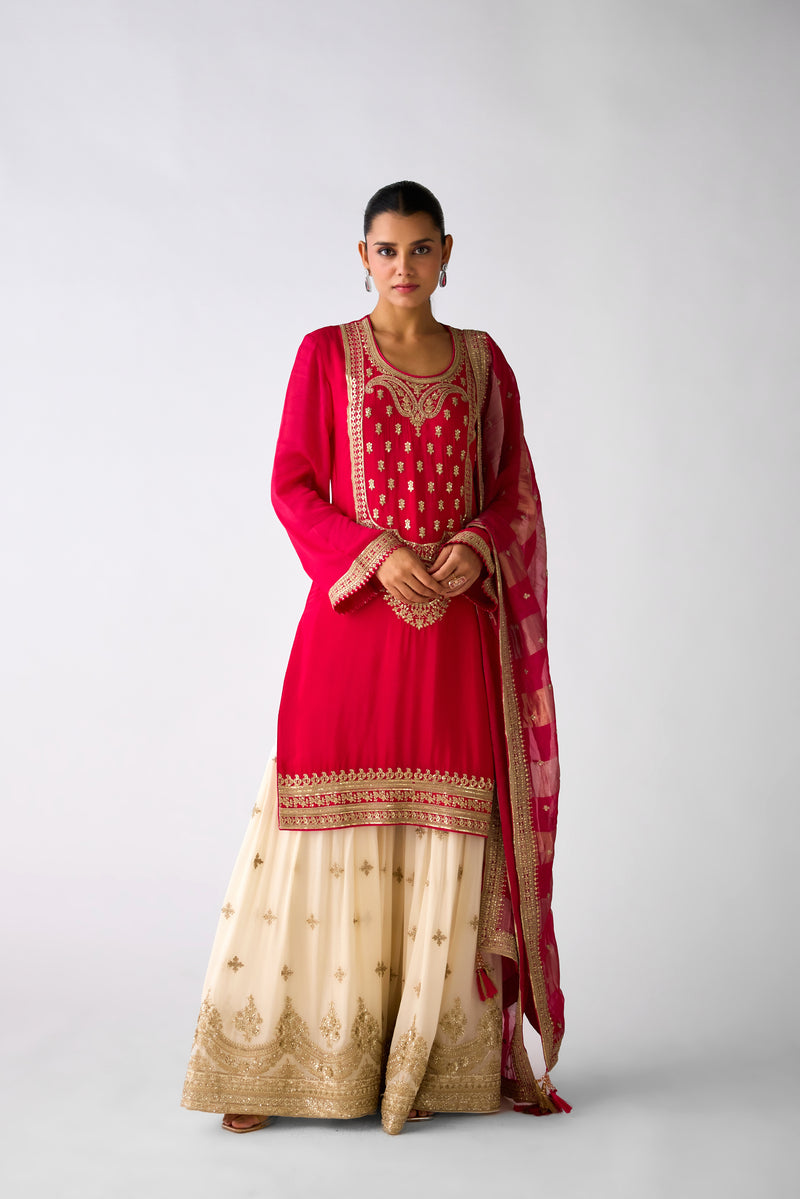 Pink Zari Work Sharara Set