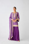 Purple Chinon Zari Work Sharara Set