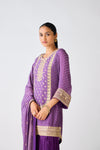 Purple Chinon Zari Work Sharara Set