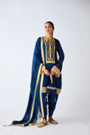 Blue Zari Work Kurta Set with Dhoti Pants