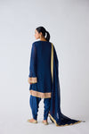 Blue Zari Work Kurta Set with Dhoti Pants