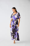 Purple Crepe Asymmetric Neck Dress