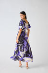 Purple Crepe Asymmetric Neck Dress