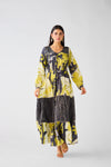 Lime Muslin Abstract Dress