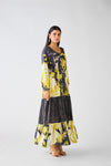 Lime Muslin Abstract Dress