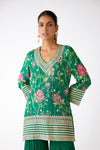 Green Chiffon Embroidered Sharara Set